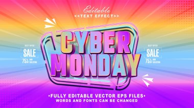 düzenlenebilir 3d siber pazartesi kalın metin efekti. Typhography logosu