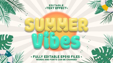 Düzenlenebilir 3d yaz titreşimlerini şişirir metin efekti. Typhography logosu