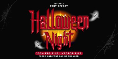 Düzenlenebilir 3d Cadılar Bayramı gece metni efekti. Typhography logosu