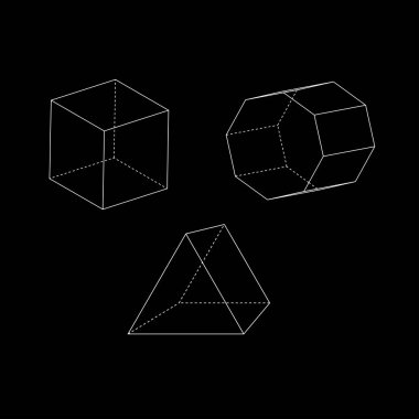 set of wireframe geometric shapes design