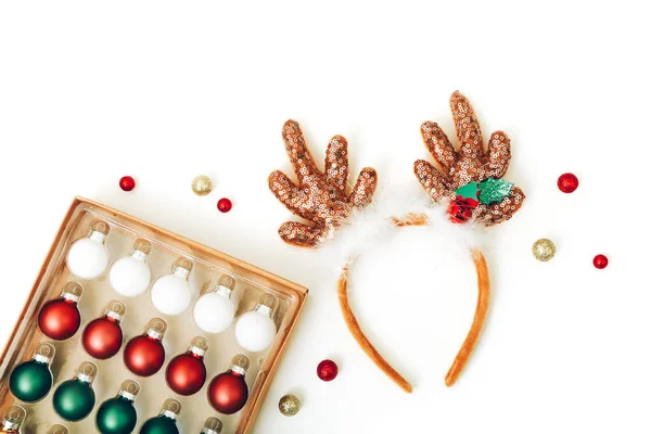 Weihnachtsdekoration Weihnachten Stirnband Dekoration Auf Weißem Hintergrund — Stockfoto