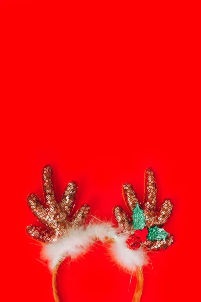 Christmas Headband Red Background — Stock Photo, Image