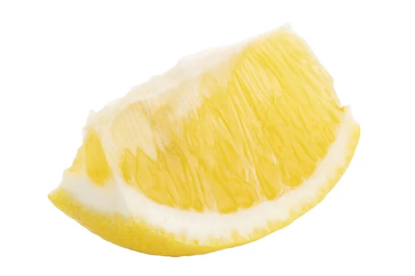 Белом Фоне Выделяется Ломтик Желтого Лимона — стоковое фото