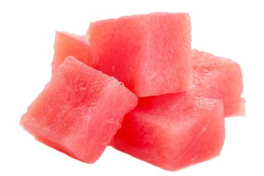 Kırmızı ton balığı parçaları beyaz arka planda izole edilir.. 