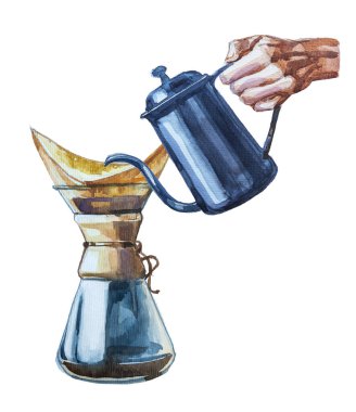 Beyaza izole edilmiş kahve illüstrasyonunun üzerine dök.