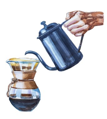 Beyaza izole edilmiş kahve illüstrasyonunun üzerine dök.