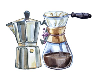 Beyaza izole edilmiş kahve illüstrasyonunun üzerine dök.