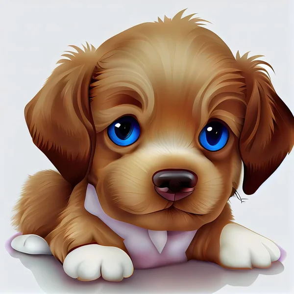 a brown puppy with blue eyes laying down on the ground with his paw on the ground and his head on the ground