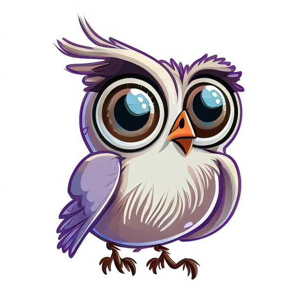 a cartoon owl with big eyes and a white background is shown in this image