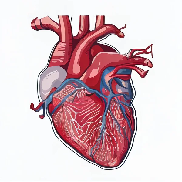 a drawing of a heart with a vein running through it\'s center and a vein running through the heart