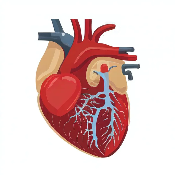 a heart with a vein attached to it\'s side and a vein running through it\'s heart