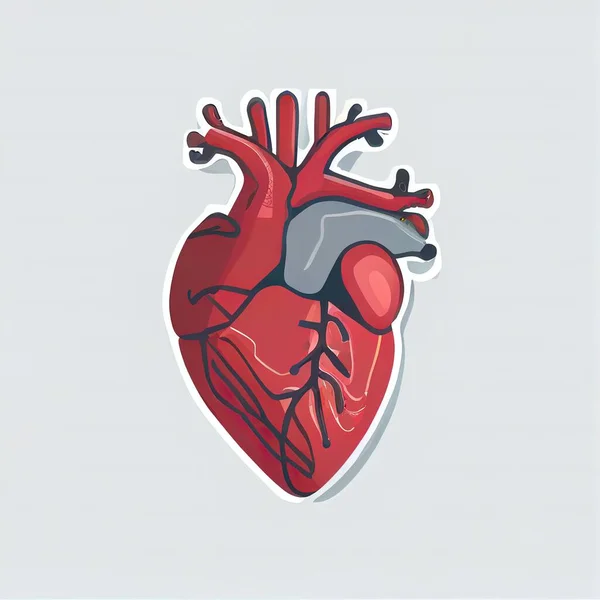 a sticker of a heart with a vein on it\'s side and a vein on the side of the heart