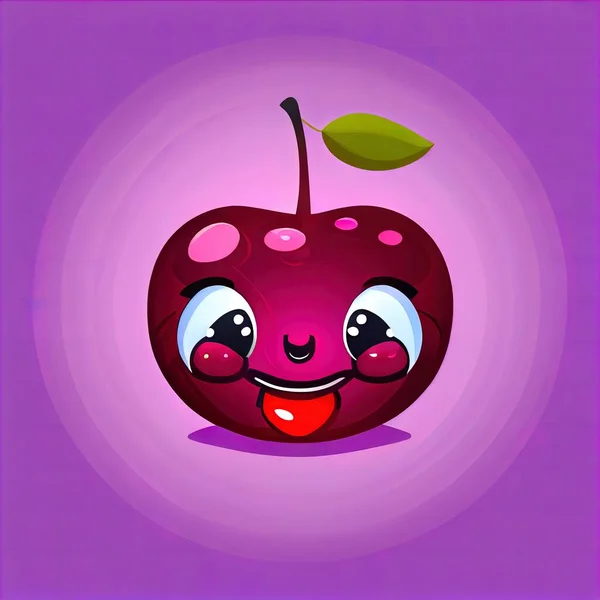 a cartoon apple with a happy face and a green leaf on top of it\'s head