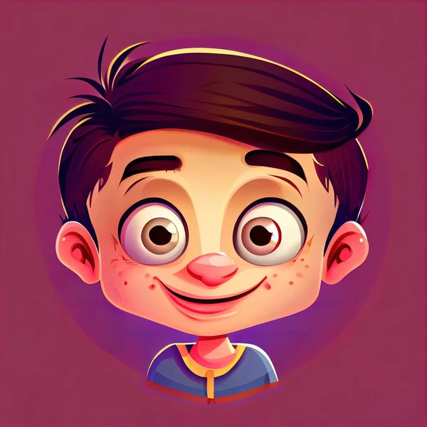 a cartoon boy with a funny face and a smirk on his face