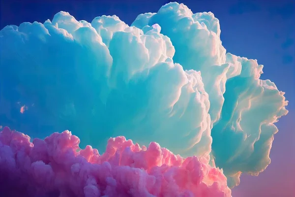 a cloud of pink and blue is in the sky above a plane in the sky..