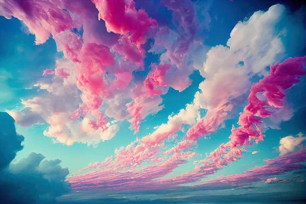 a colorful sky with clouds and a blue sky with pink clouds and a blue sky with white clouds and a blue sky with white clouds and a blue sky with pink clouds