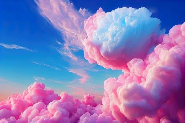 a blue sky with pink clouds and a blue sky with white clouds and a blue sky with pink clouds..