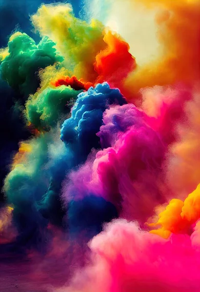 a colorful cloud of smoke is in the air with a black background and a red..