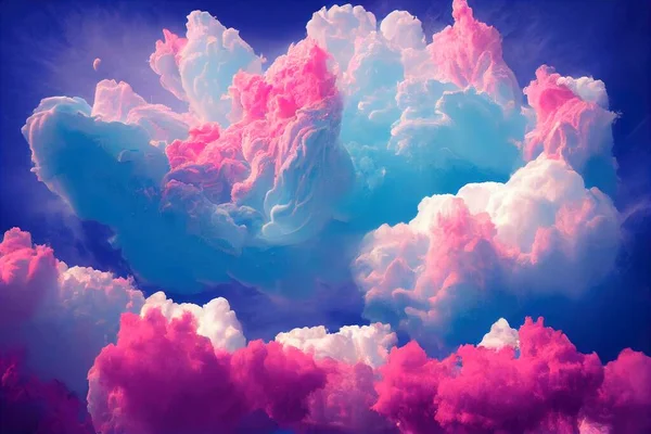 a blue and pink cloud filled with clouds in the sky with a blue sky background and a pink cloud..