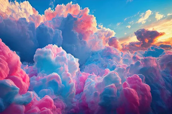a colorful cloud filled with pink and blue clouds at sunset or sunrise or sunset..