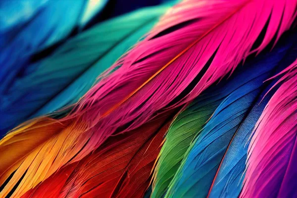a close up of a multi colored feather background with a black background and a white background with a red.