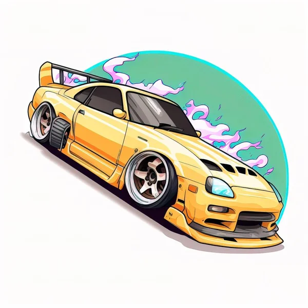 Drift Car Neon Color Sport Car: vetor stock (livre de direitos