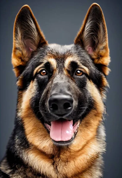a close up of a dog with a black background and a brown and black dog with a black nose. .