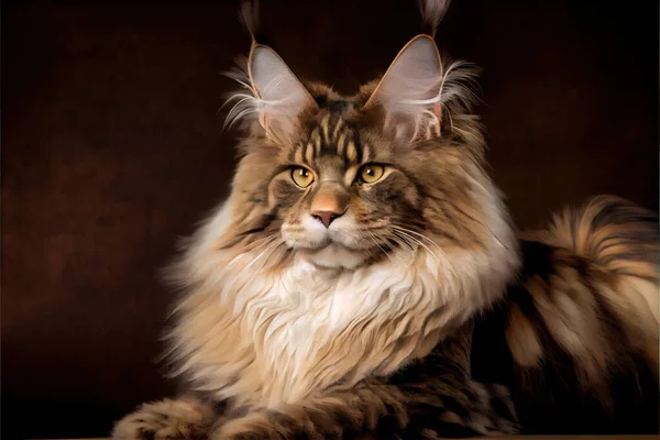 a fluffy cat with long hair sitting on a table looking at the camera with a serious look on its face. .