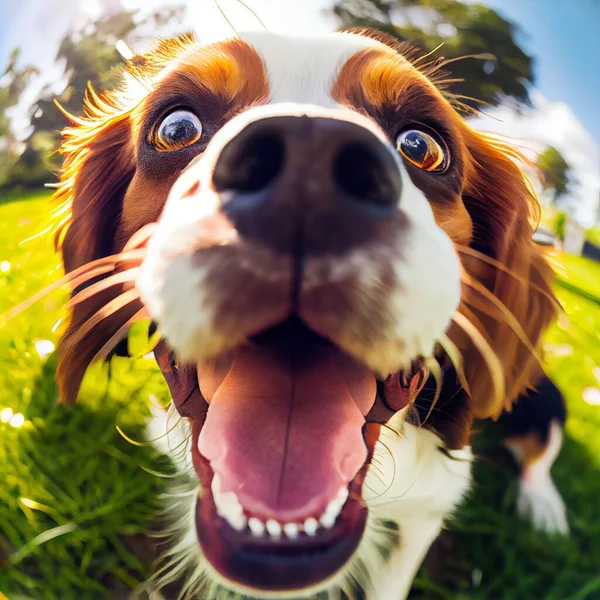a dog with its mouth open and it\'s tongue out in the grass with its mouth open and it\'s tongue out. .