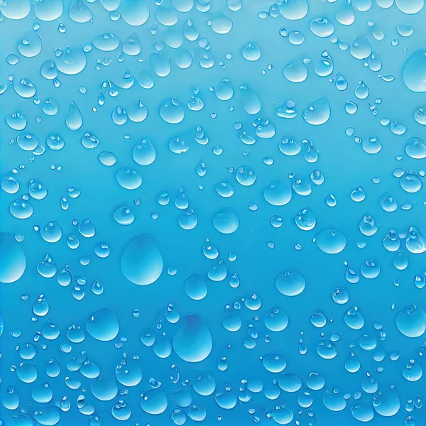 a blue background with water droplets on it and a blue sky in the background with a few clouds in the sky. .