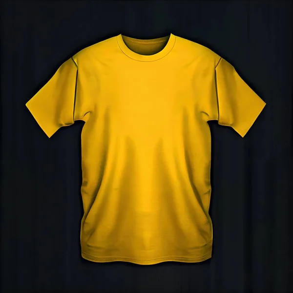 a yellow t - shirt is shown against a black background with a black background behind it and a black backdrop. .