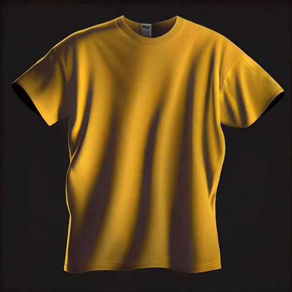 a yellow t - shirt is shown on a black background with a black border around it and a black background. .