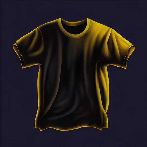 a yellow and black t - shirt on a dark background with a black background and a black background with a black border. .