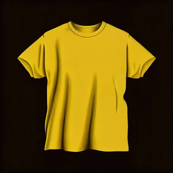 a yellow t - shirt is shown on a black background with a black background behind it and a black background behind it. .