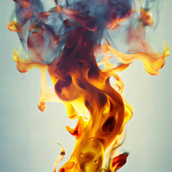 a fire is shown with a blue sky in the background and a yellow and red fire in the foreground. .