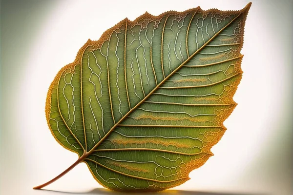 a green leaf with a white background is shown in this image, it is a close up of the leaf\'s large, thin, thin, green, thin, leaf - like structure. .