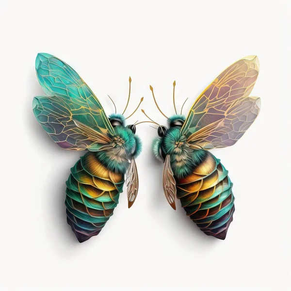 two colorful butterflies with wings spread out on a white background, one of them is facing the other way, and the other is facing the opposite direction of the same direction, with a. .