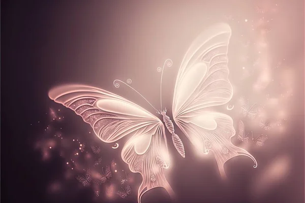 a white butterfly flying through the air with bubbles on it\'s wings and a pink background with bubbles on it\'s wings and bubbles on its wings, and a pink background with.