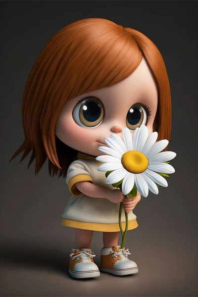 a little girl holding a flower in her hands and looking at the camera with a sad look on her face and a sad expression on her face, with a dark background, with a.