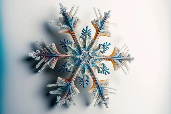 a snowflake is shown in a blue and white background with a blue border around it and a white border around it with a blue border and a red border with a white border.