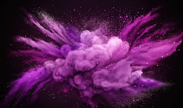 a purple and white cloud of smoke on a black background.