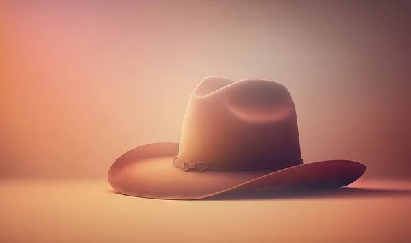 a white cowboy hat on a light colored background with a shadow.