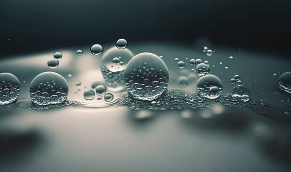 a group of bubbles floating in the water on a black background.