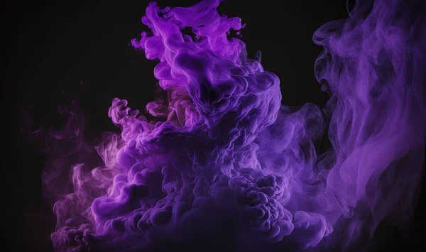 a purple and pink smoke is in the air on a black background.