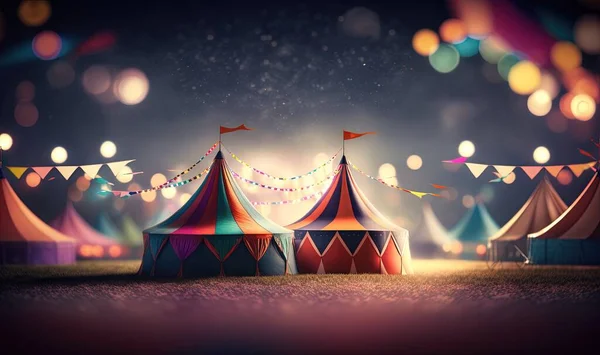 a circus tent with a lot of lights in the background.