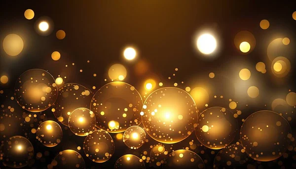 a shiny gold background with bubbles and lights on it, with a black background.