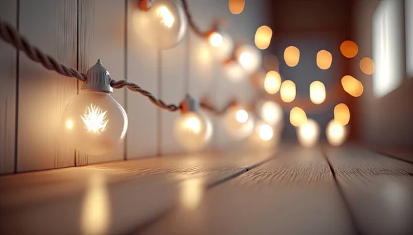 a string of light bulbs with a string of lights behind them.