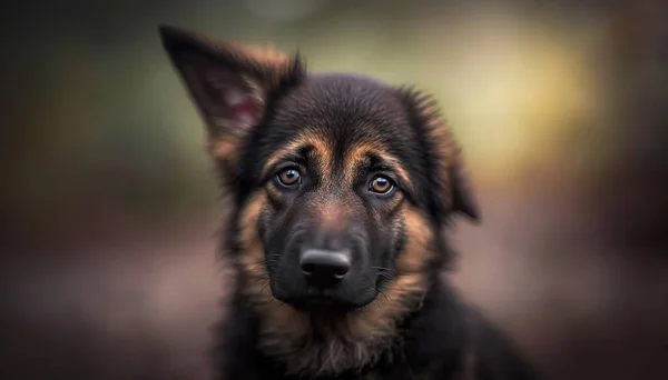 a close up of a dog's face with a blurry background. .