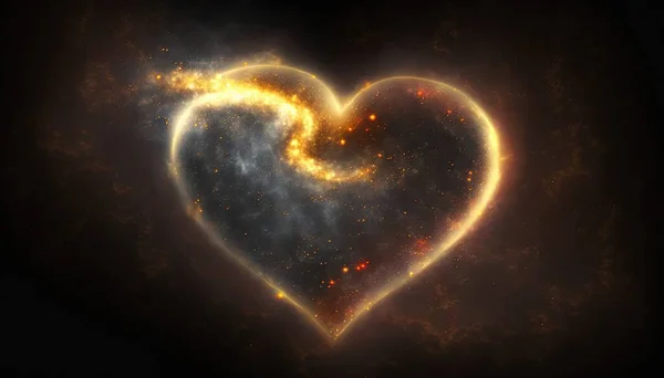 a heart shaped object in the middle of a black background with yellow and red stars in the center of the heart, with a black background of a black background with yellow and red.