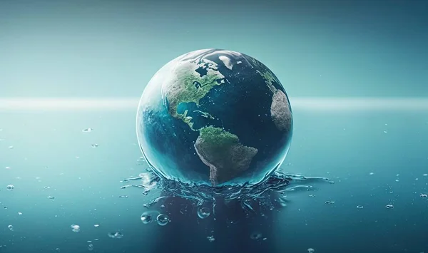 the earth is floating in the water and it looks like it is floating in the air.